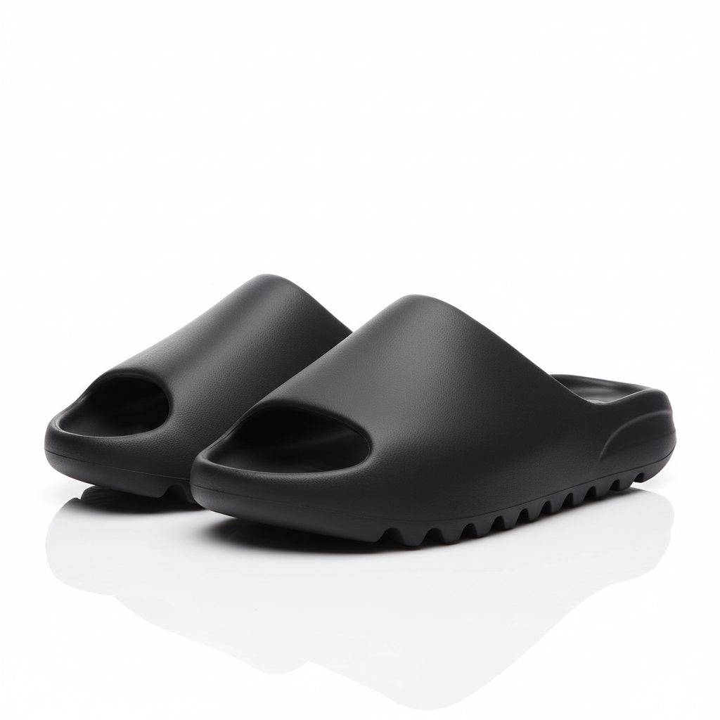 Yeezy Slides Black front view